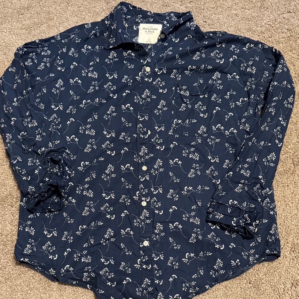 Abercrombie & Fitch Dark Blue Floral Men's Shirt